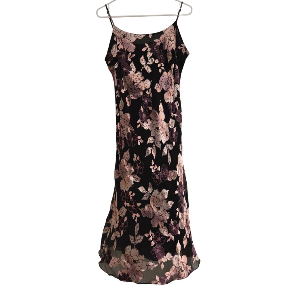 Vintage 90s Spiegel Silk Floral Slip Dress Bias Cut Muted Pastel Whimsigoth Midi - Picture 3 of 8